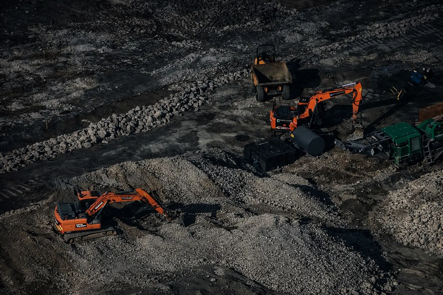 Excavator and loader detail